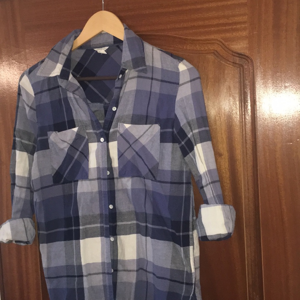 Blue plaid shirt